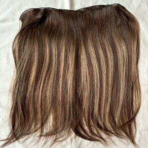 Covet and Mane Human Hair Sew In Extensions Dark Brunette with Highlights 14”